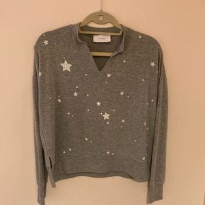 SIX / FIFTY Lightweight Cropped Sweatshirt Heather Gray / White Painted Stars M